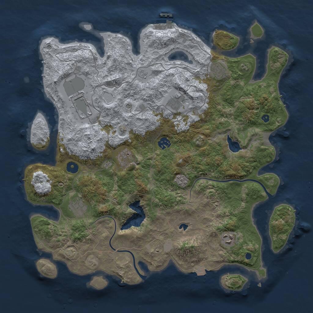Rust Map: Procedural Map, Size: 4000, Seed: 68521, 13 Monuments