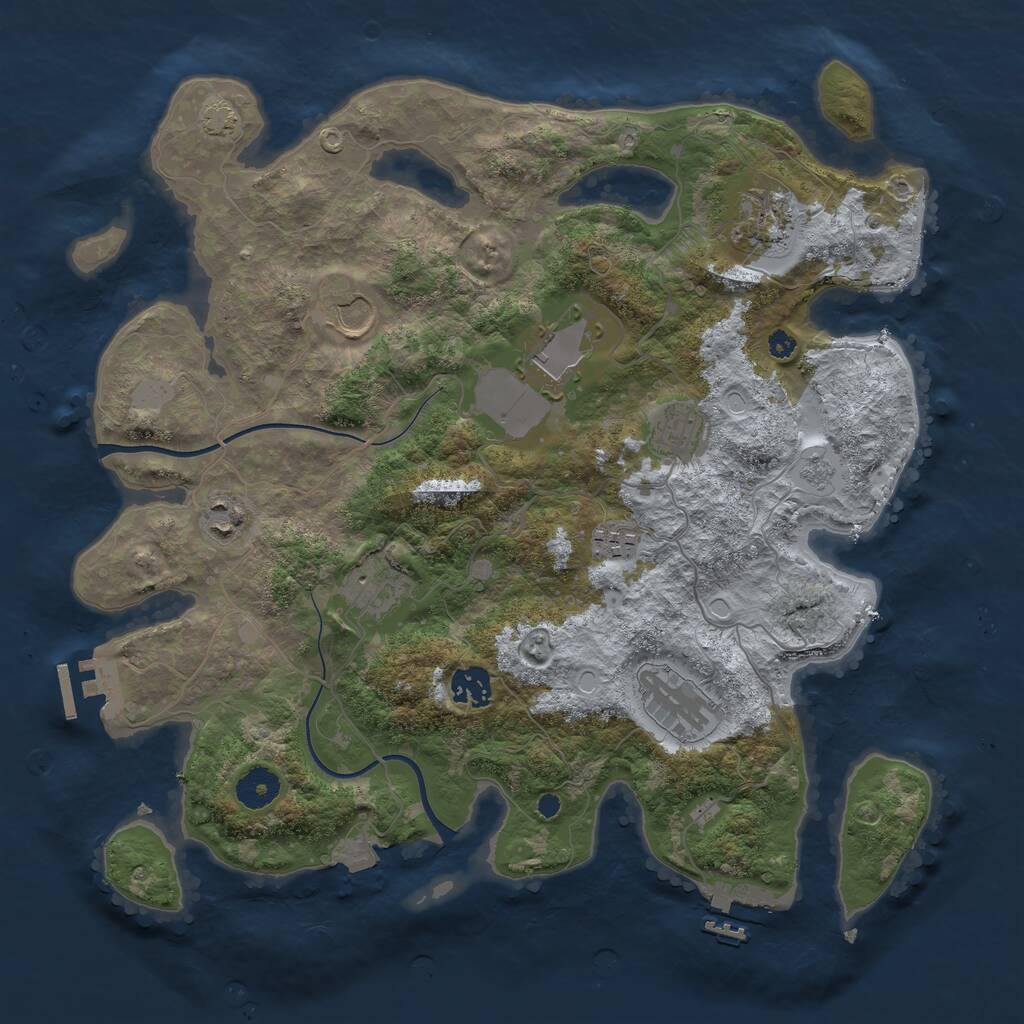 Rust Map: Procedural Map, Size: 3700, Seed: 492084230, 14 Monuments