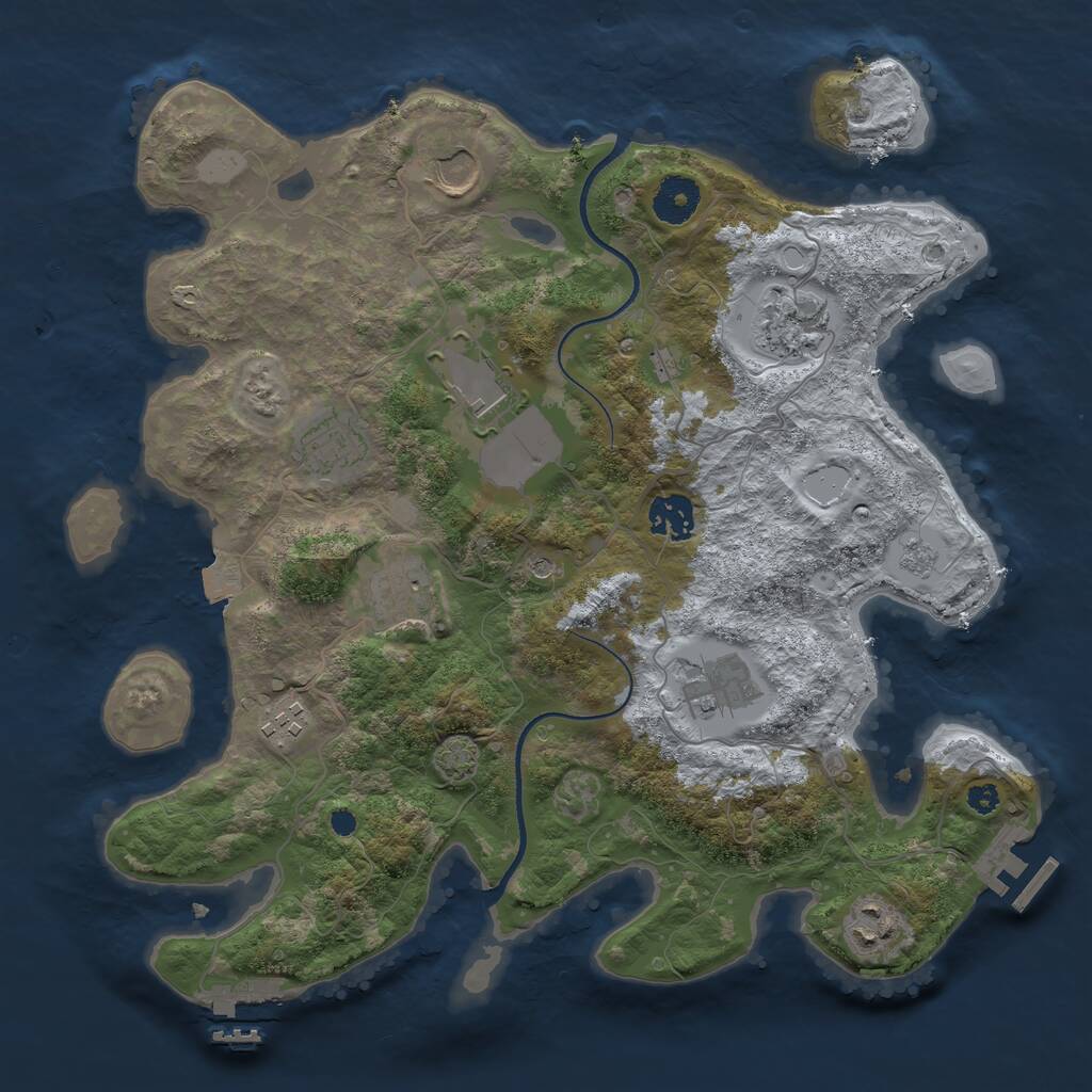 Rust Map: Procedural Map, Size: 3500, Seed: 55569, 15 Monuments