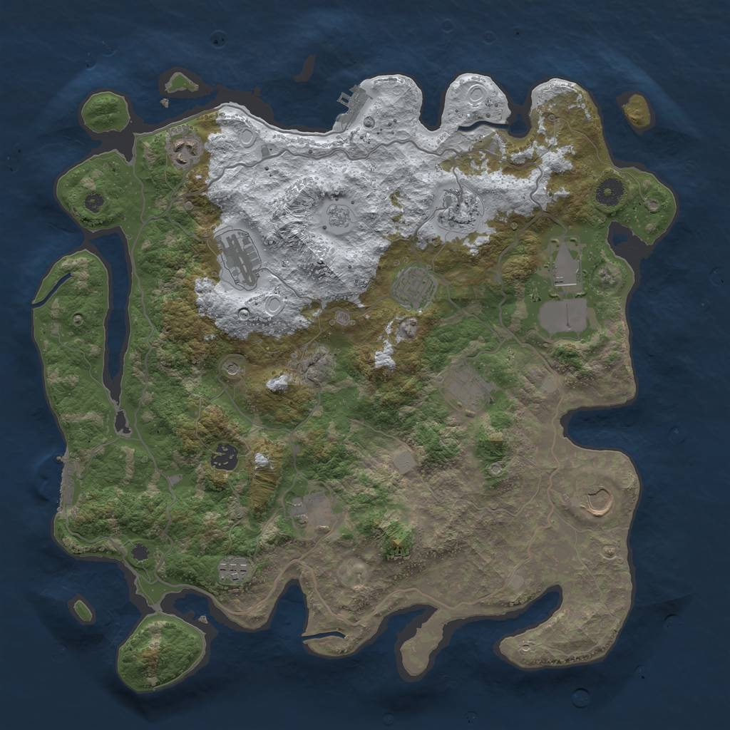 Rust Map: Procedural Map, Size: 4000, Seed: 6736, 19 Monuments