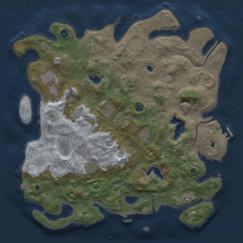 Rust Map: Procedural Map, Size: 4500, Seed: 105048912, 17 Monuments