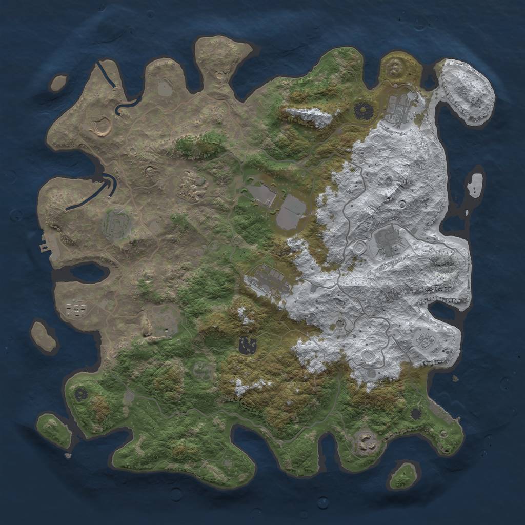 Rust Map: Procedural Map, Size: 4096, Seed: 63237501, 20 Monuments