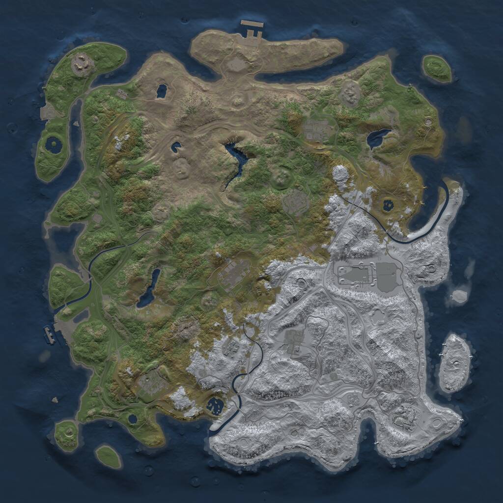 Rust Map: Procedural Map, Size: 4500, Seed: 60222, 16 Monuments