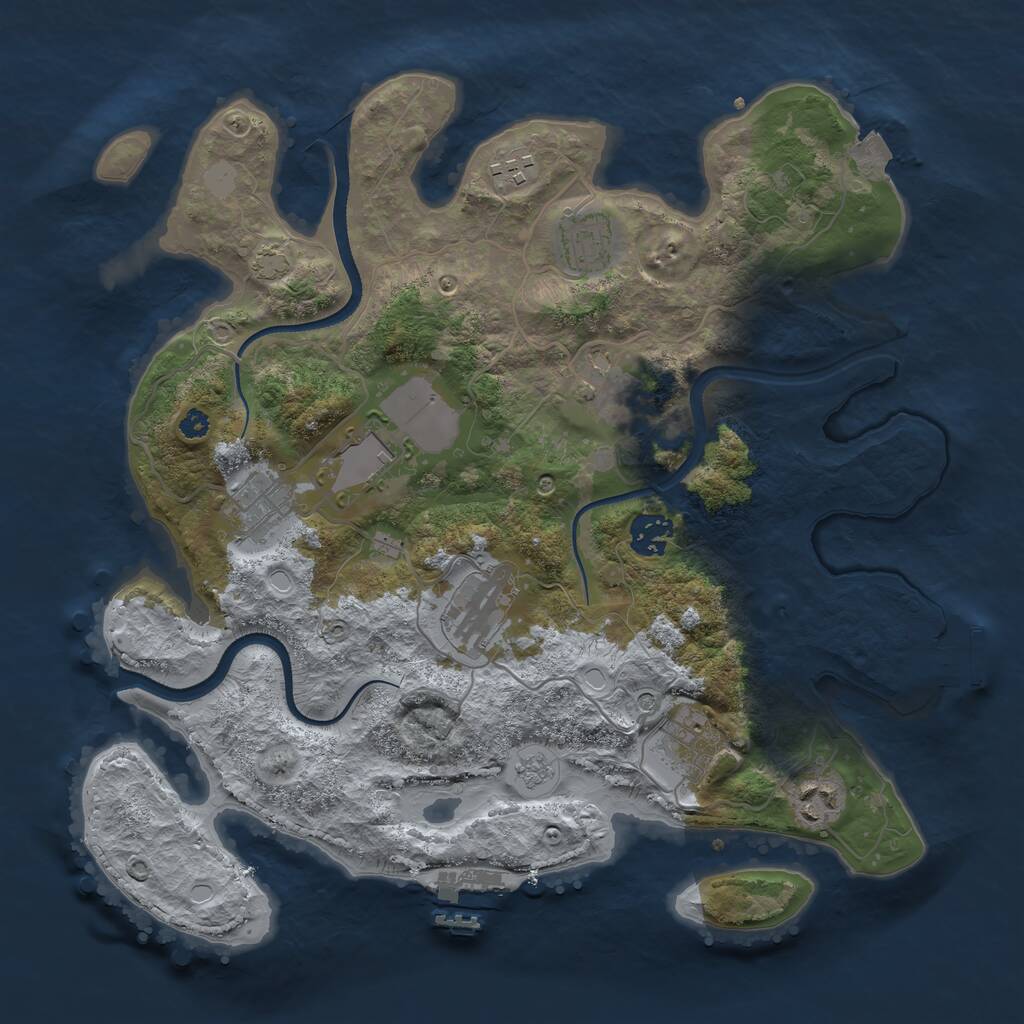 Rust Map: Procedural Map, Size: 3500, Seed: 1593551596, 15 Monuments