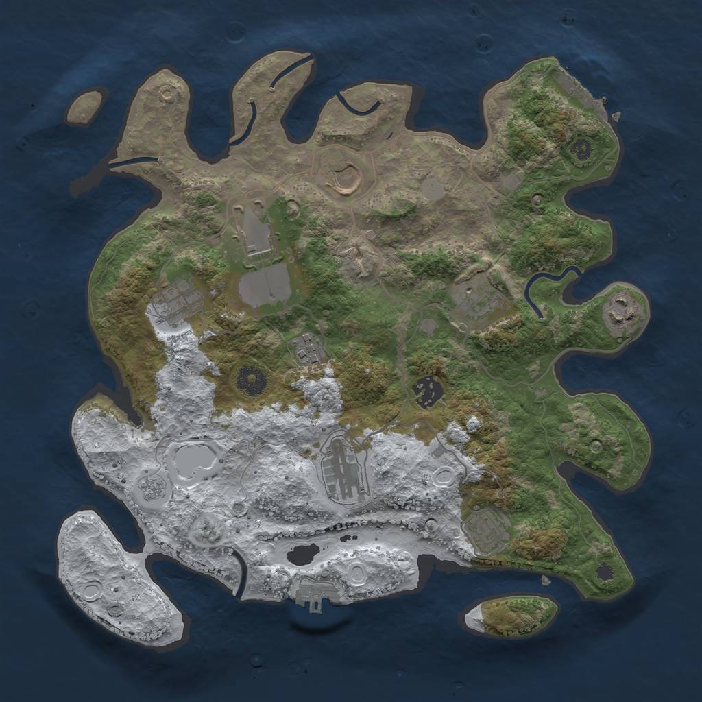 Rust Map: Procedural Map, Size: 3500, Seed: 1593551596, 17 Monuments