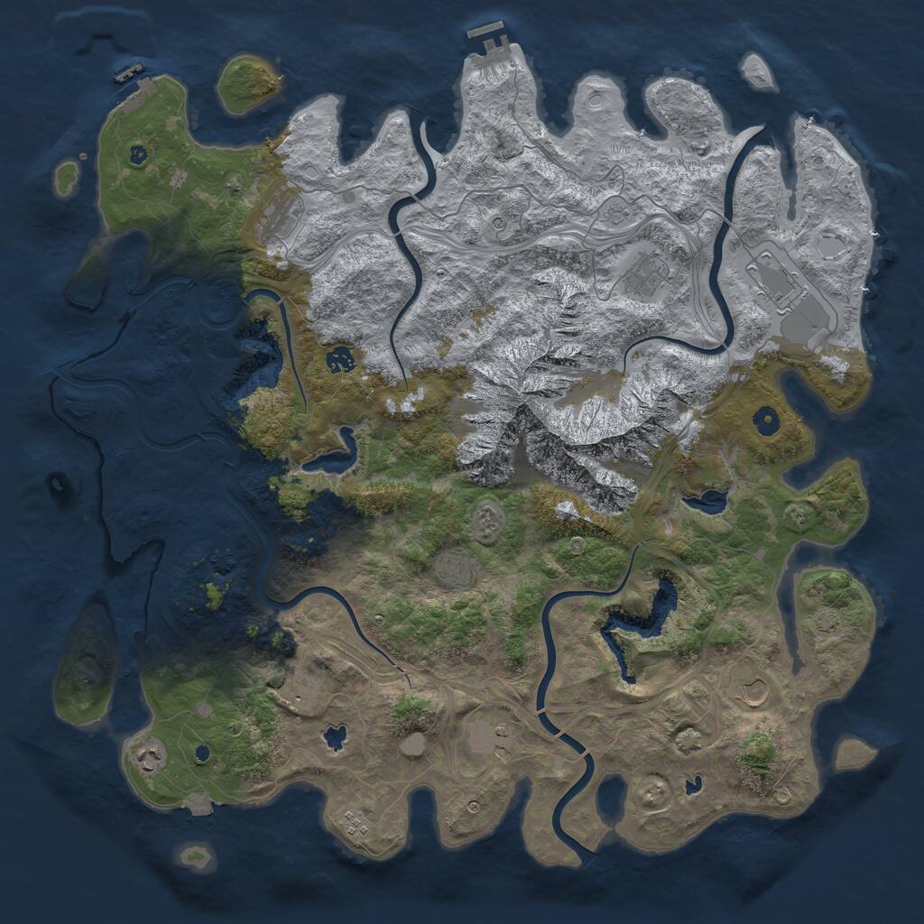 Rust Map: Procedural Map, Size: 5000, Seed: 611, 16 Monuments