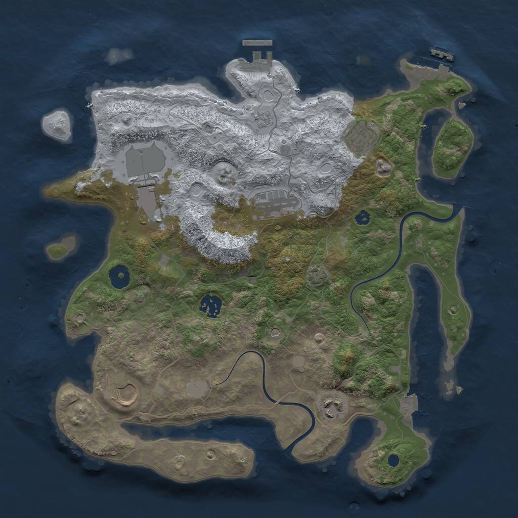 Rust Map: Procedural Map, Size: 3500, Seed: 1150565246, 12 Monuments