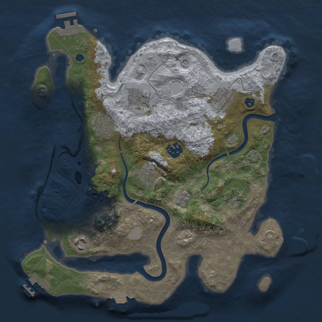 Rust Map: Procedural Map, Size: 3250, Seed: 1877200358, 14 Monuments