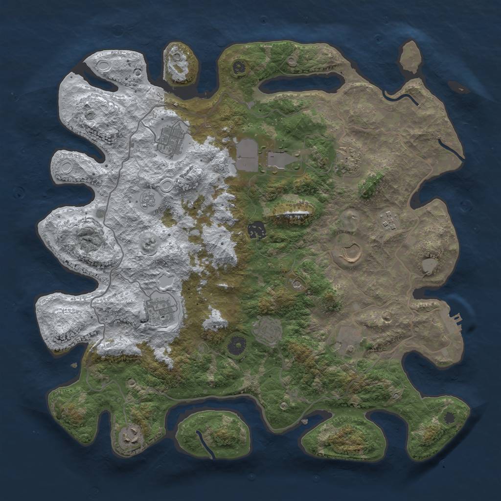 Rust Map: Procedural Map, Size: 4000, Seed: 5135013, 18 Monuments