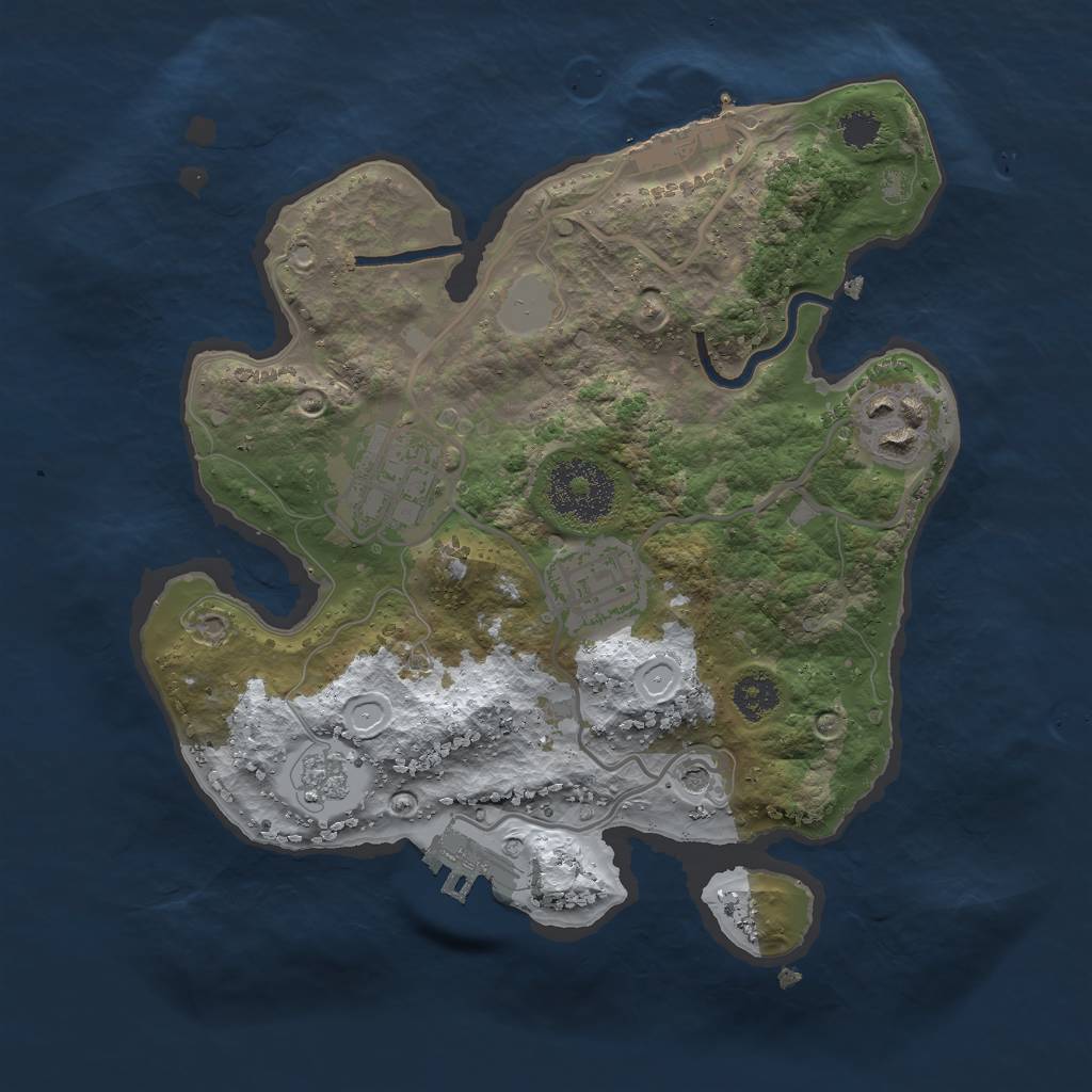 Rust Map: Procedural Map, Size: 2500, Seed: 38475, 12 Monuments