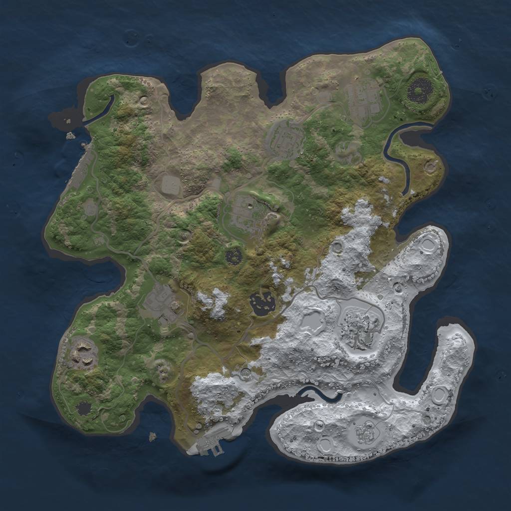 Rust Map: Procedural Map, Size: 3000, Seed: 41246407, 16 Monuments
