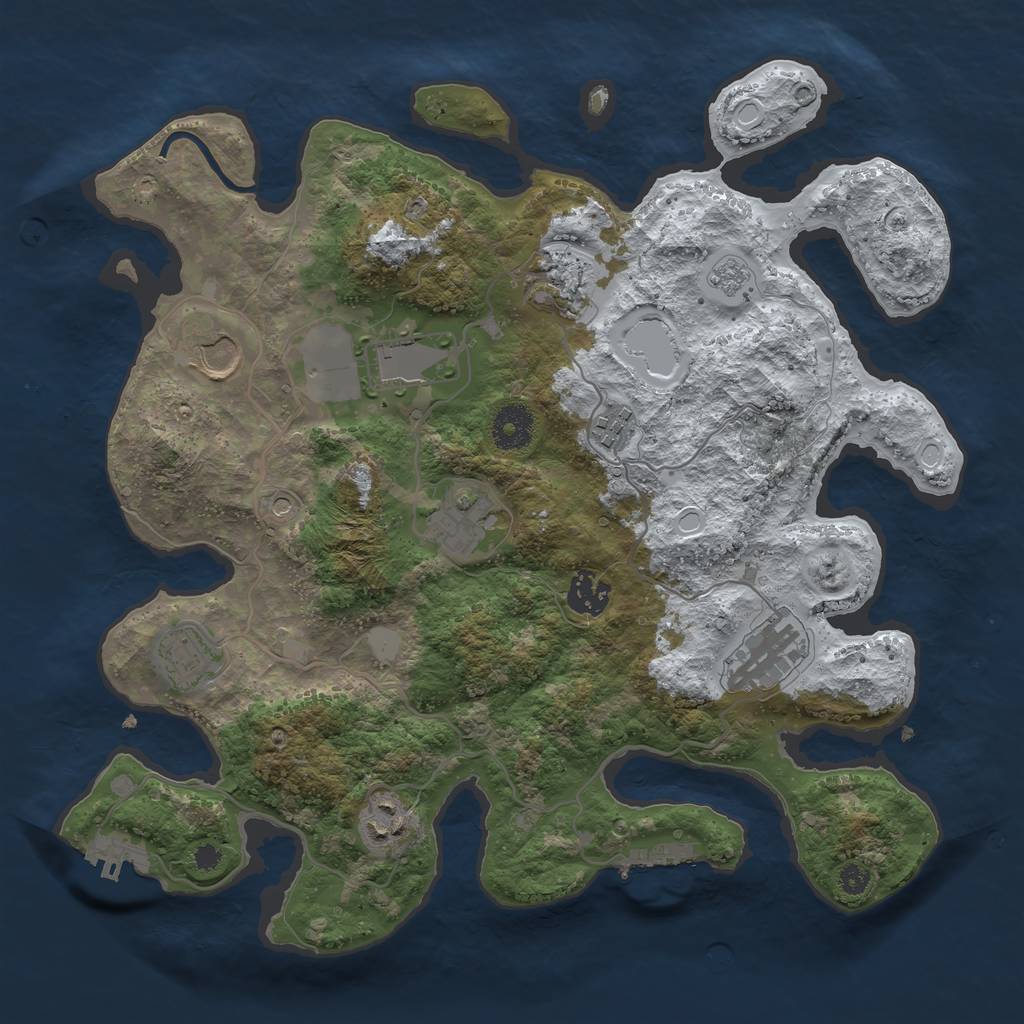 Rust Map: Procedural Map, Size: 3500, Seed: 416508195, 18 Monuments