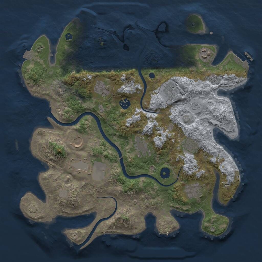 Rust Map: Procedural Map, Size: 3700, Seed: 1293459739, 16 Monuments