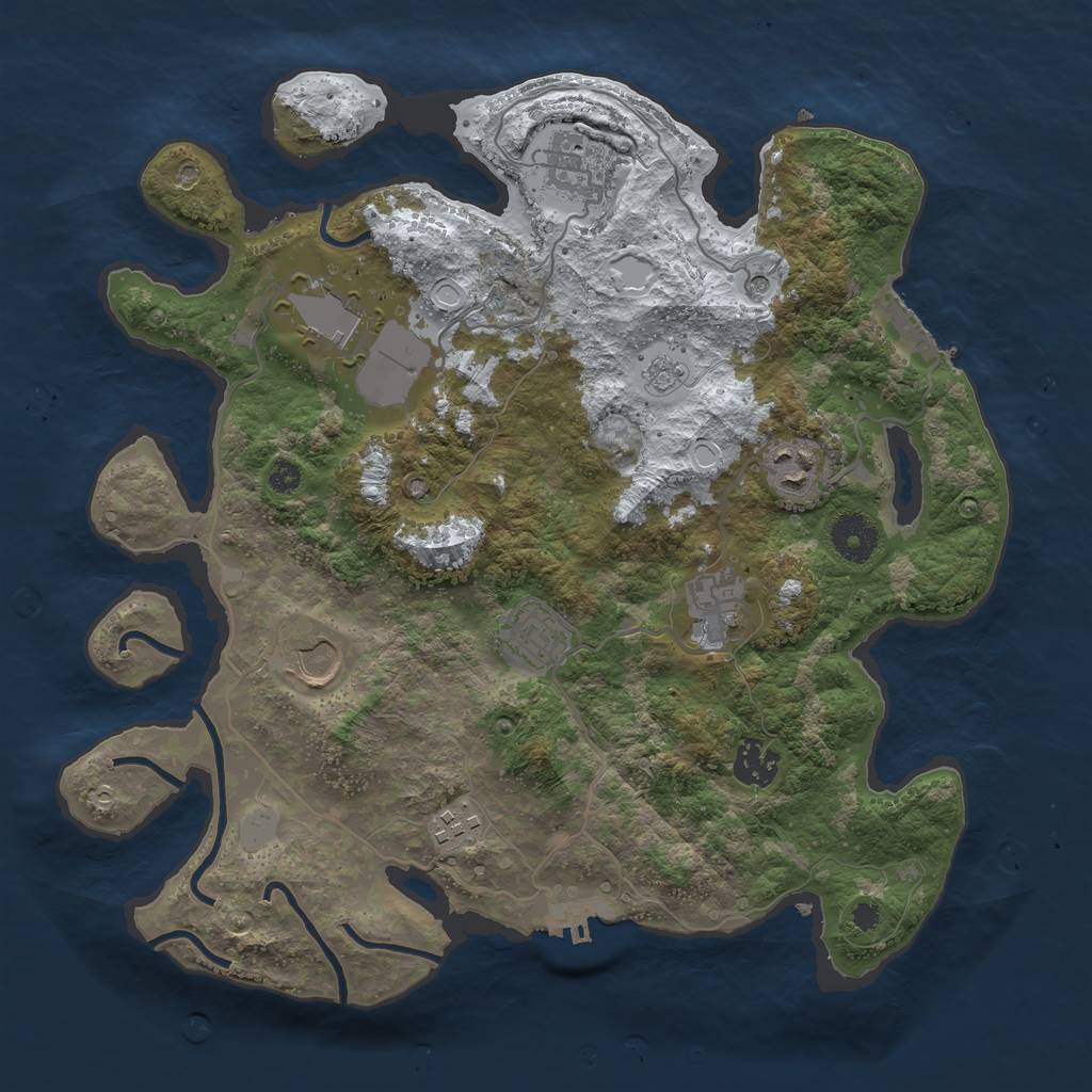 Rust Map: Procedural Map, Size: 3500, Seed: 601654578, 17 Monuments