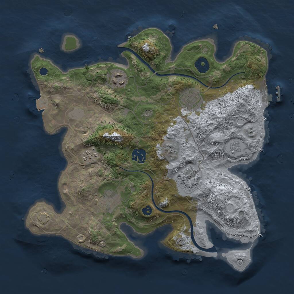 Rust Map: Procedural Map, Size: 3000, Seed: 613173, 11 Monuments