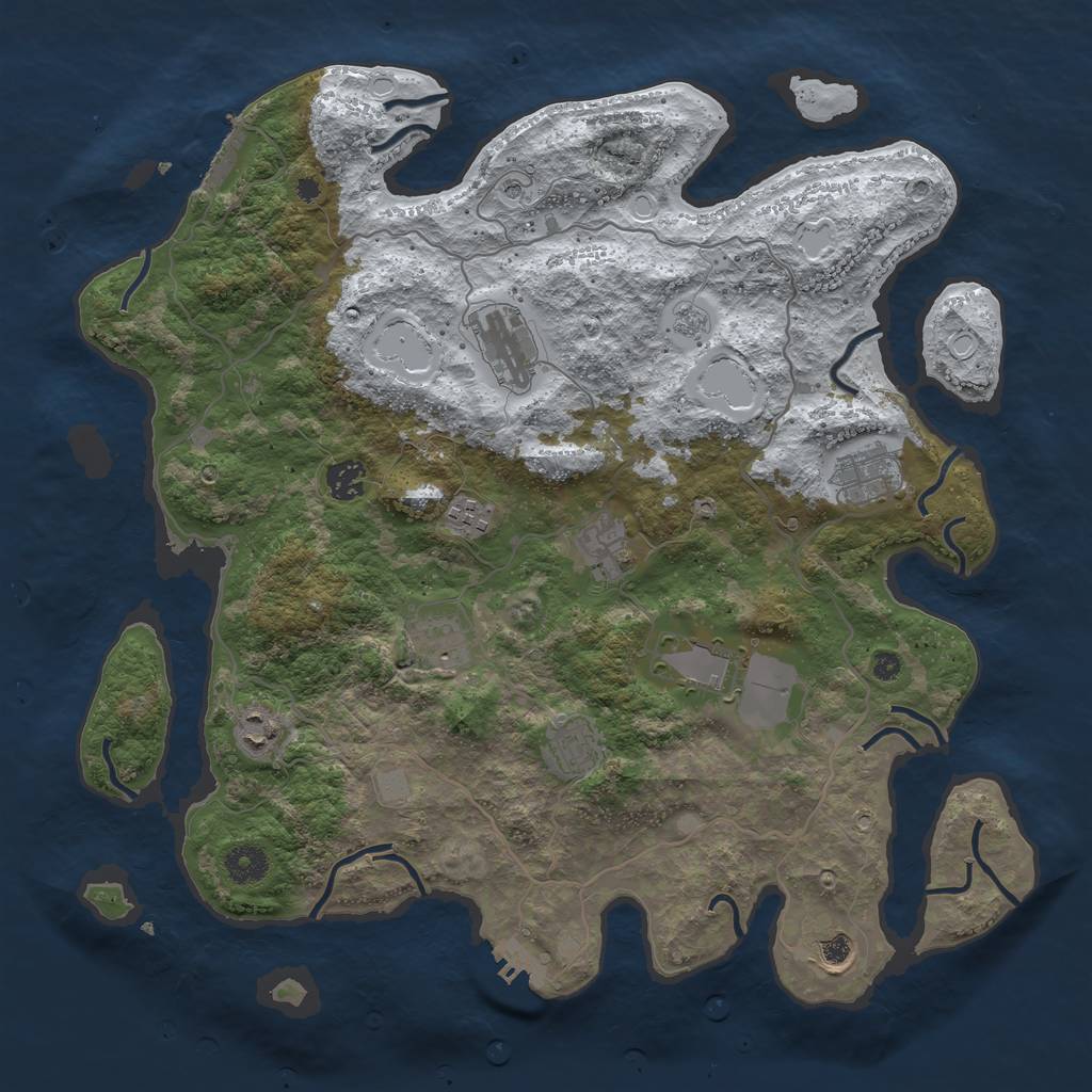 Rust Map: Procedural Map, Size: 4000, Seed: 611, 19 Monuments