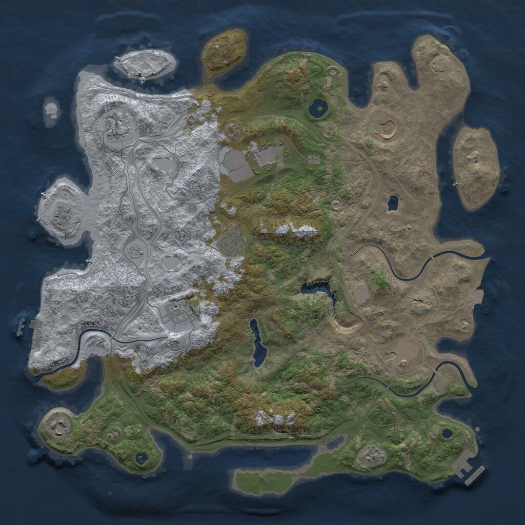 Rust Map: Procedural Map, Size: 4250, Seed: 90606697, 14 Monuments