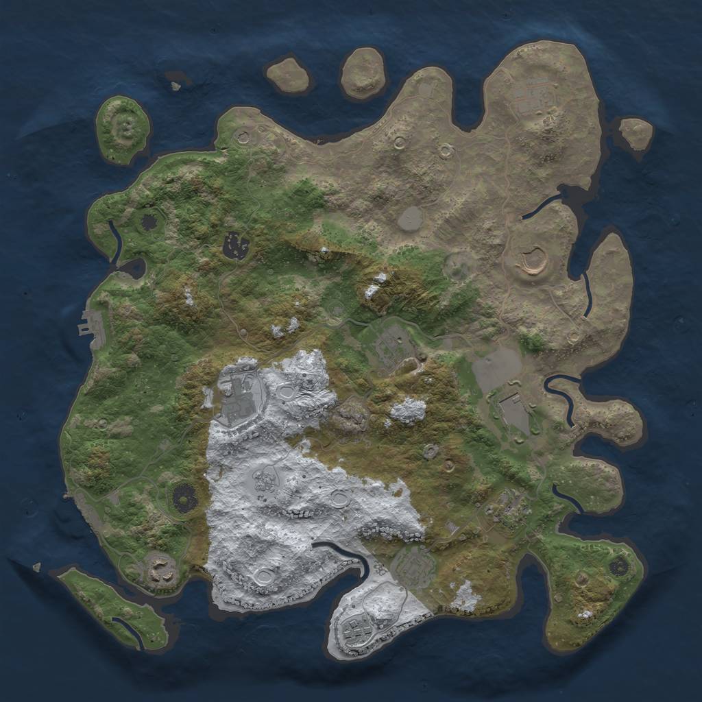 Rust Map: Procedural Map, Size: 3850, Seed: 1800628552, 19 Monuments