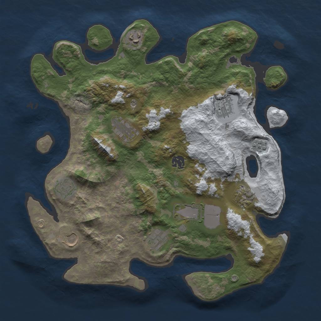 Rust Map: Barren, Size: 3600, Seed: 333901490, 13 Monuments