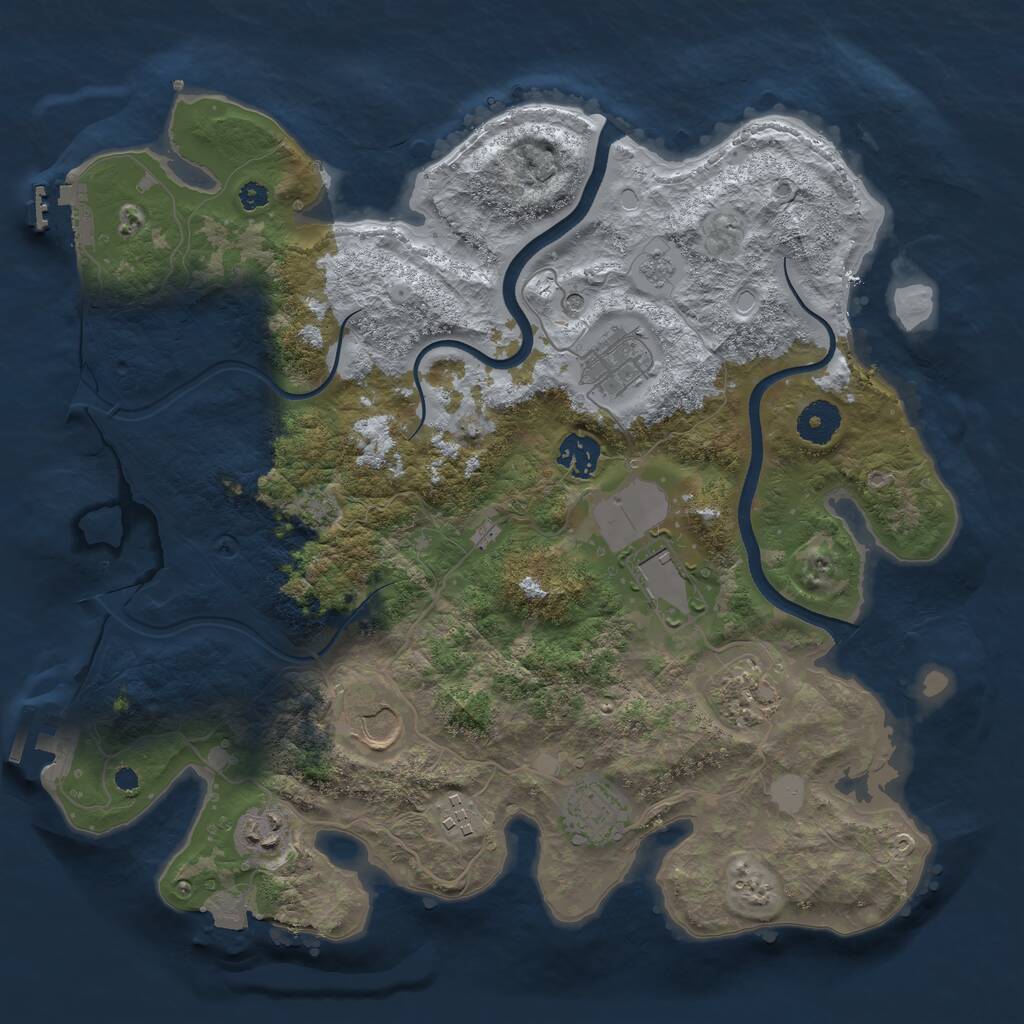 Rust Map: Procedural Map, Size: 3600, Seed: 664033814, 14 Monuments