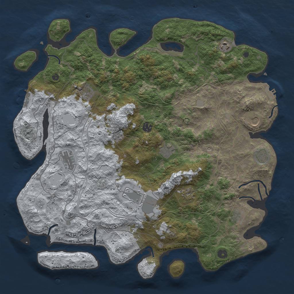 Rust Map: Procedural Map, Size: 4500, Seed: 485145844, 20 Monuments