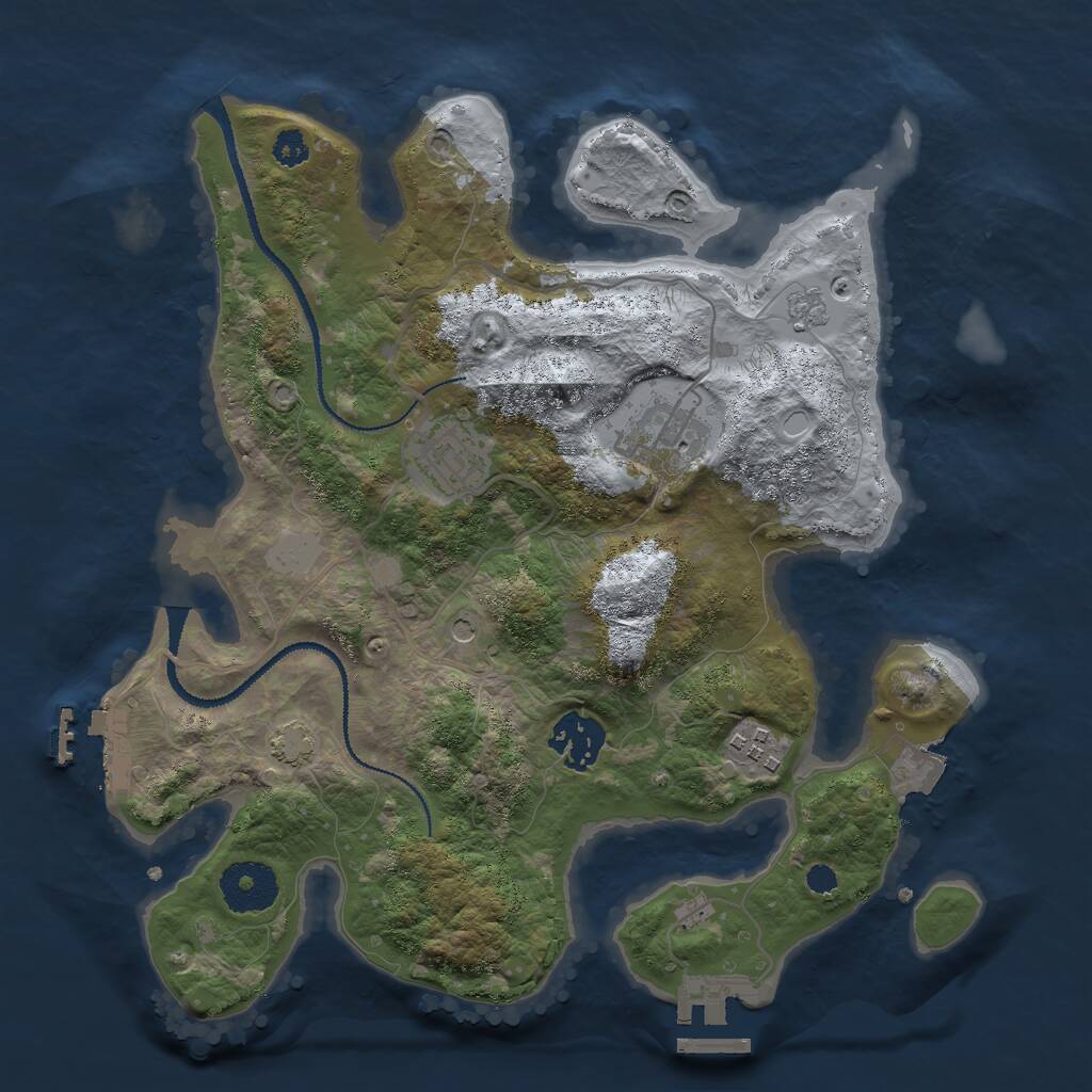 Rust Map: Procedural Map, Size: 3000, Seed: 884096954, 10 Monuments