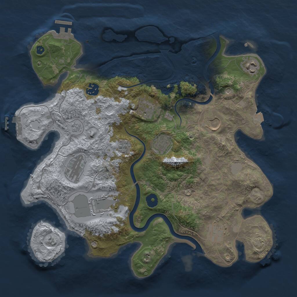 Rust Map: Procedural Map, Size: 3500, Seed: 1628435604, 15 Monuments