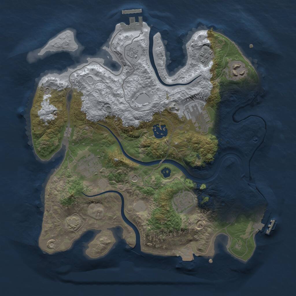 Rust Map: Procedural Map, Size: 3000, Seed: 573008085, 12 Monuments