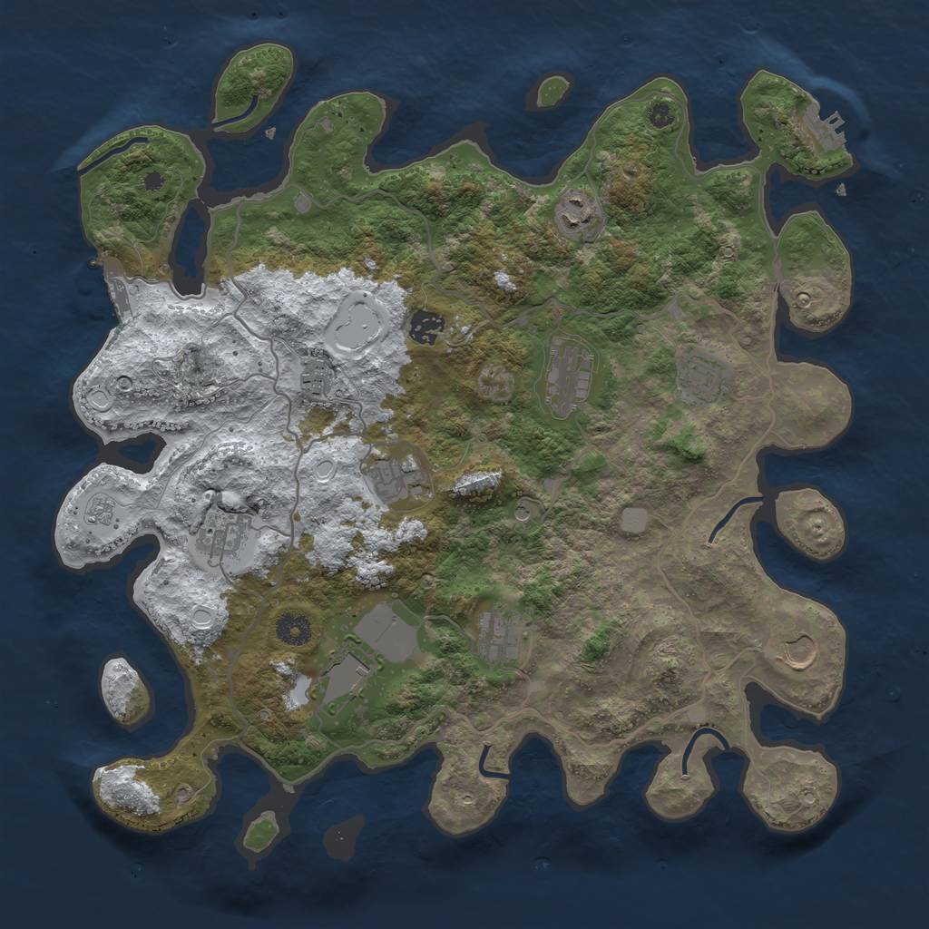 Rust Map: Procedural Map, Size: 4000, Seed: 6646412, 19 Monuments