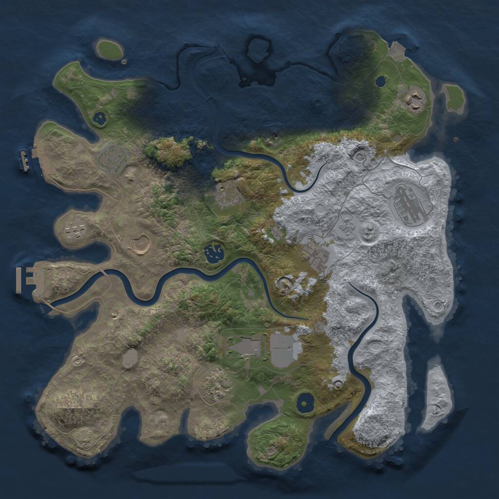 Rust Map: Procedural Map, Size: 3850, Seed: 1188497601, 16 Monuments