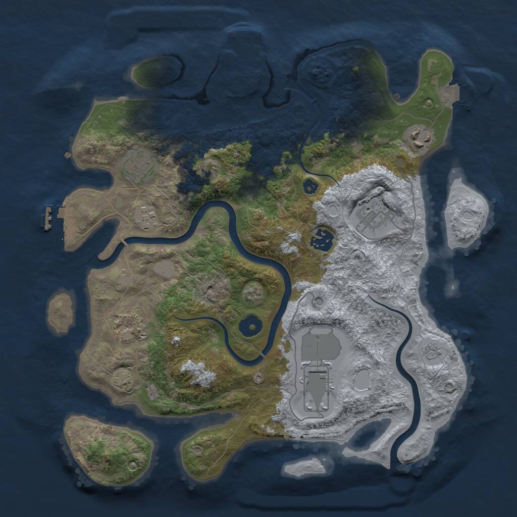 Rust Map: Procedural Map, Size: 3500, Seed: 6439205, 13 Monuments