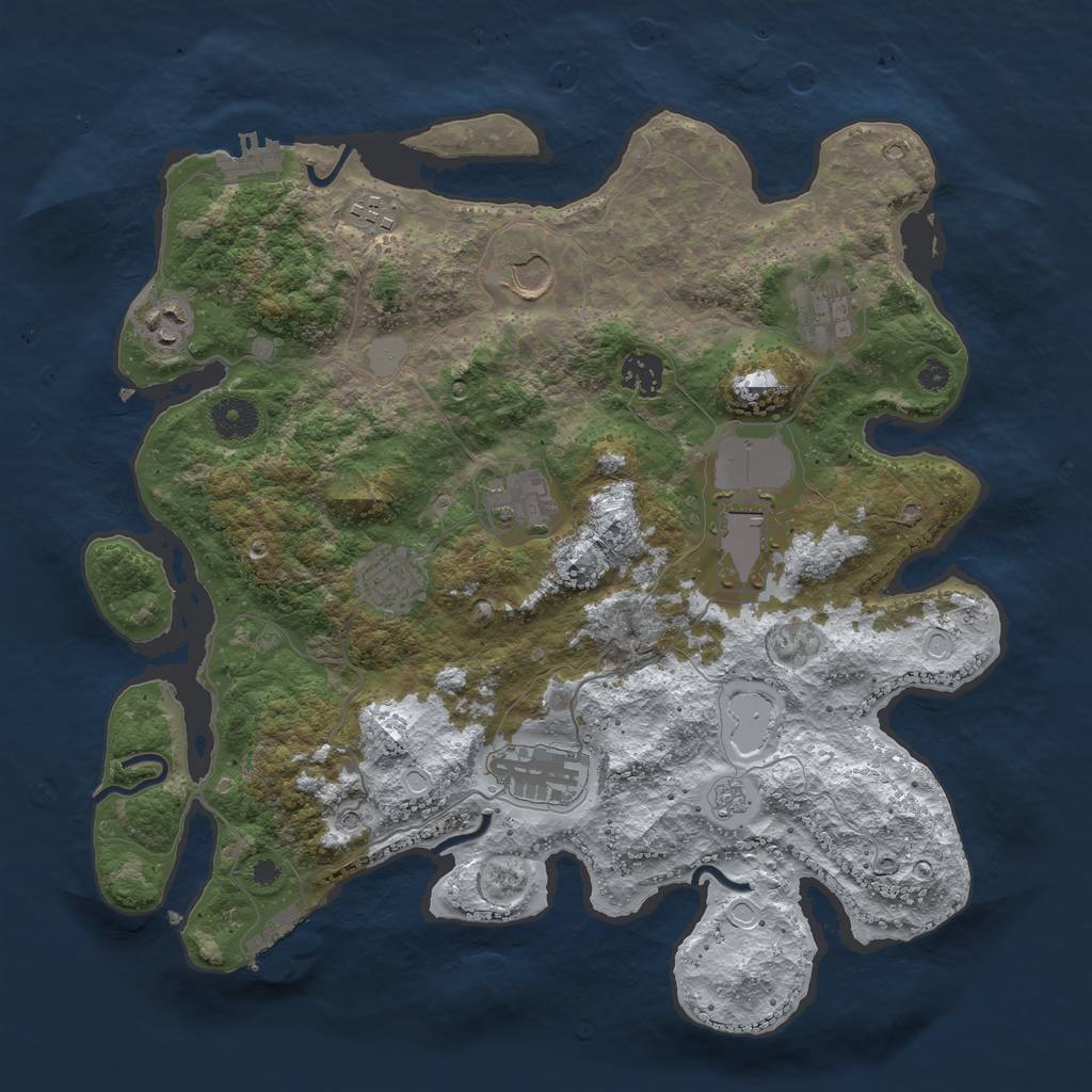 Rust Map: Procedural Map, Size: 3700, Seed: 100732952, 18 Monuments