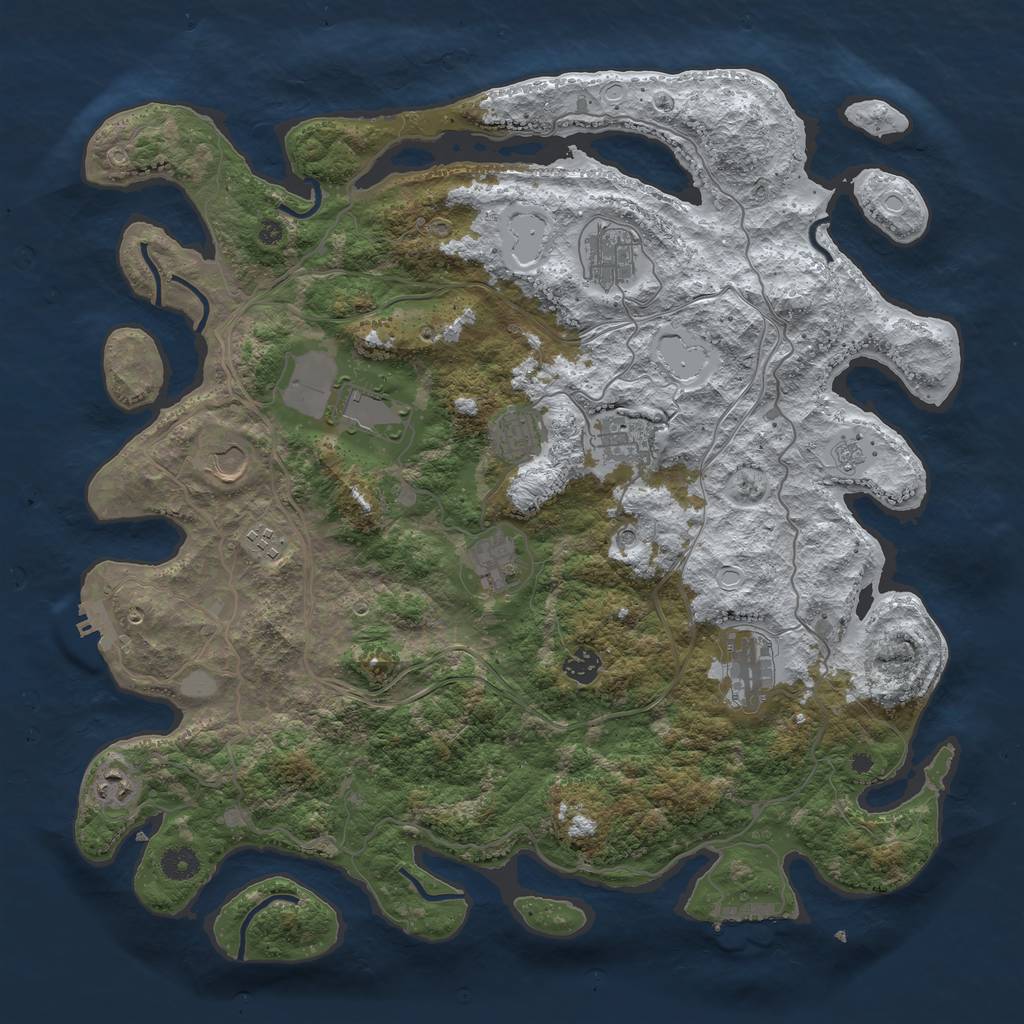 Rust Map: Procedural Map, Size: 4250, Seed: 2036845891, 19 Monuments