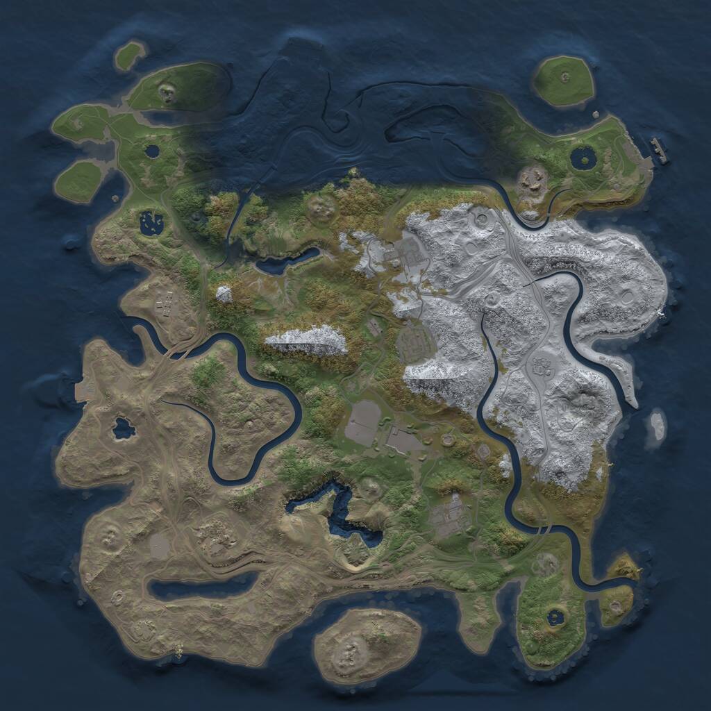 Rust Map: Procedural Map, Size: 4250, Seed: 555785452, 14 Monuments