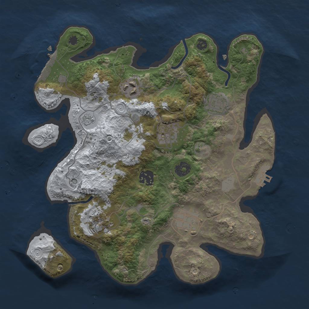Rust Map: Procedural Map, Size: 3000, Seed: 927354, 15 Monuments