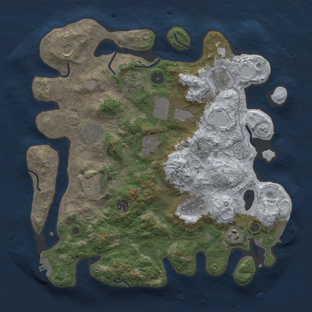Rust Map: Procedural Map, Size: 3750, Seed: 332229117, 19 Monuments