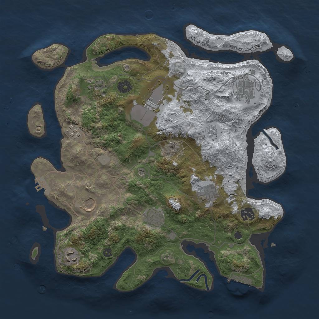 Rust Map: Procedural Map, Size: 3500, Seed: 832596979, 18 Monuments