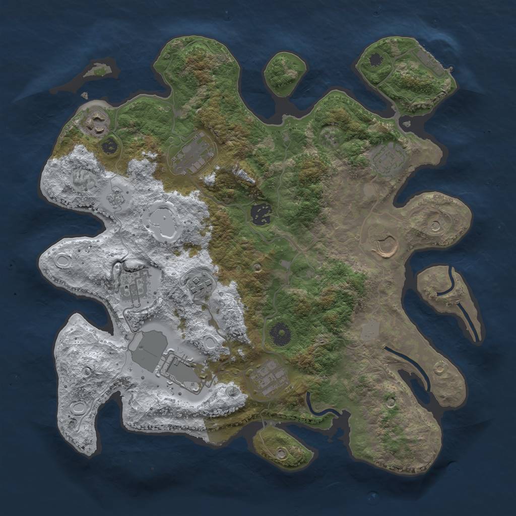 Rust Map: Procedural Map, Size: 3500, Seed: 119933562, 17 Monuments