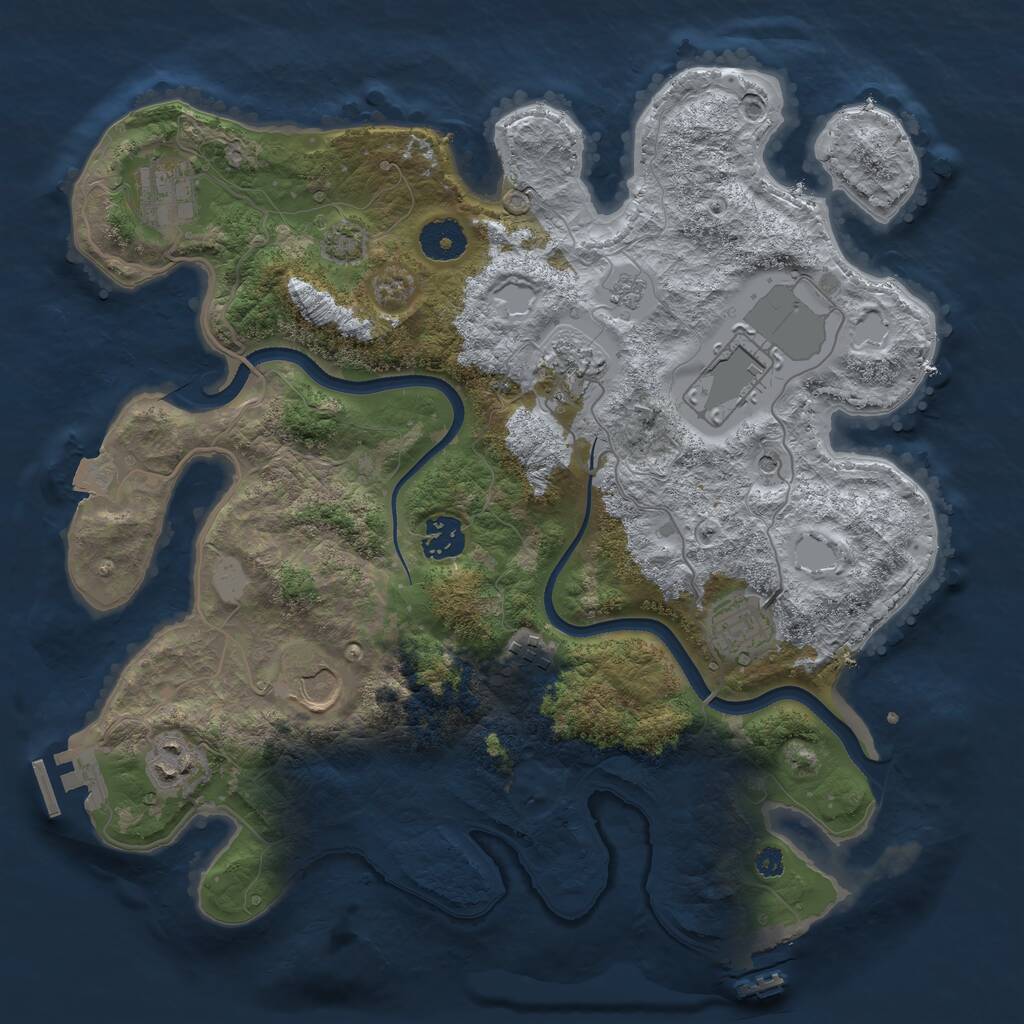 Rust Map: Procedural Map, Size: 3500, Seed: 1270485487, 14 Monuments