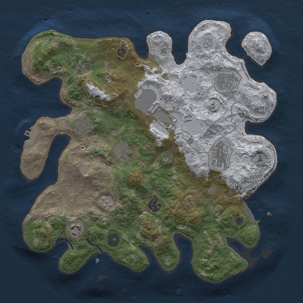 Rust Map: Procedural Map, Size: 3500, Seed: 1270485487, 18 Monuments