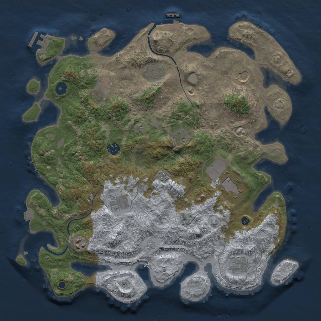 Rust Map: Procedural Map, Size: 3950, Seed: 322379590, 16 Monuments