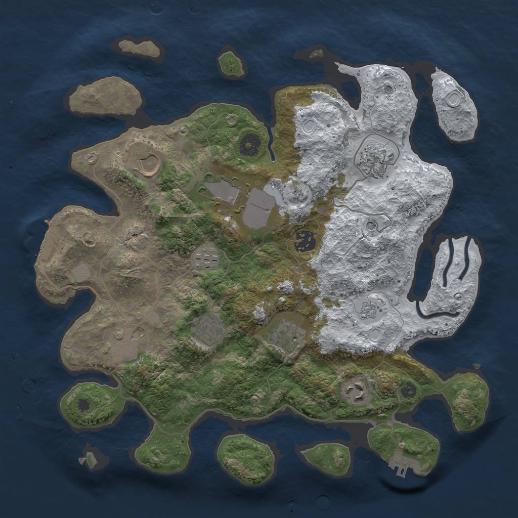Rust Map: Procedural Map, Size: 3500, Seed: 1888054613, 18 Monuments