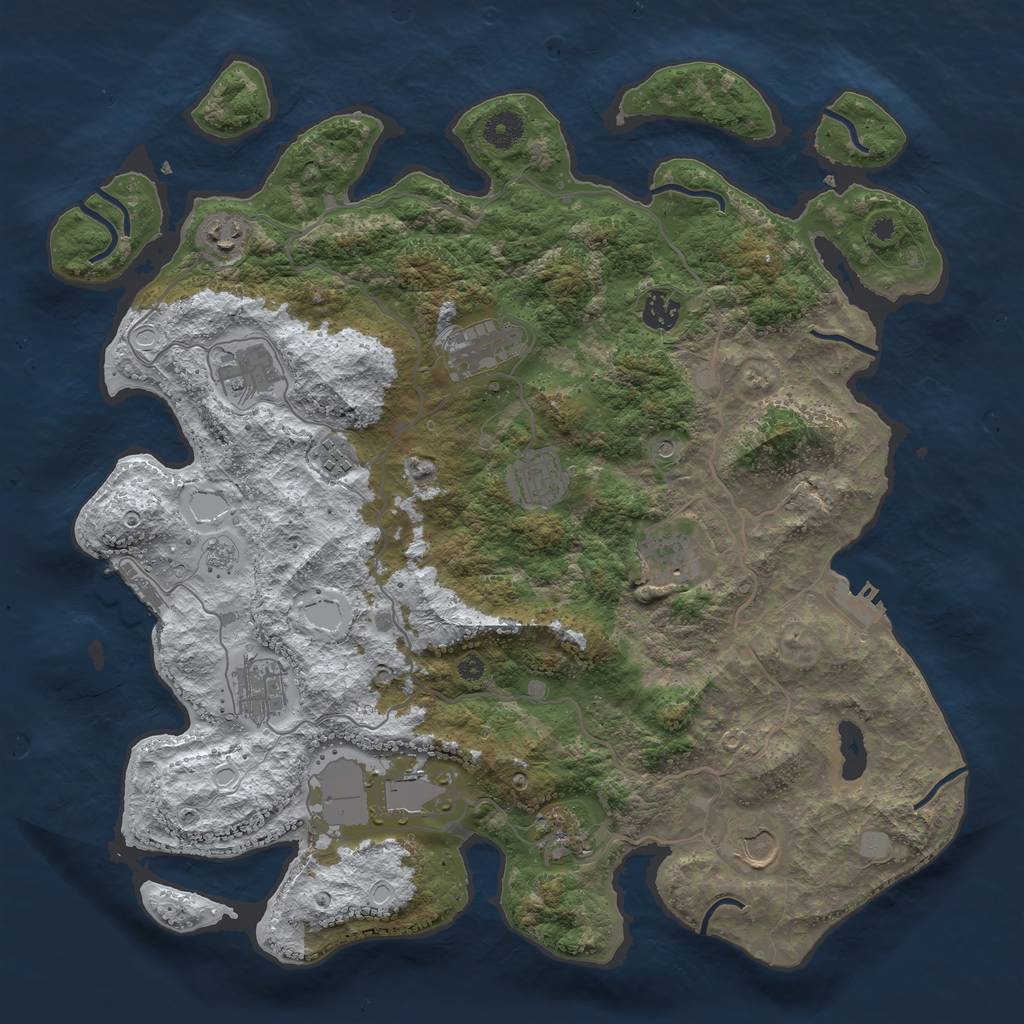Rust Map: Procedural Map, Size: 4050, Seed: 1264520487, 20 Monuments