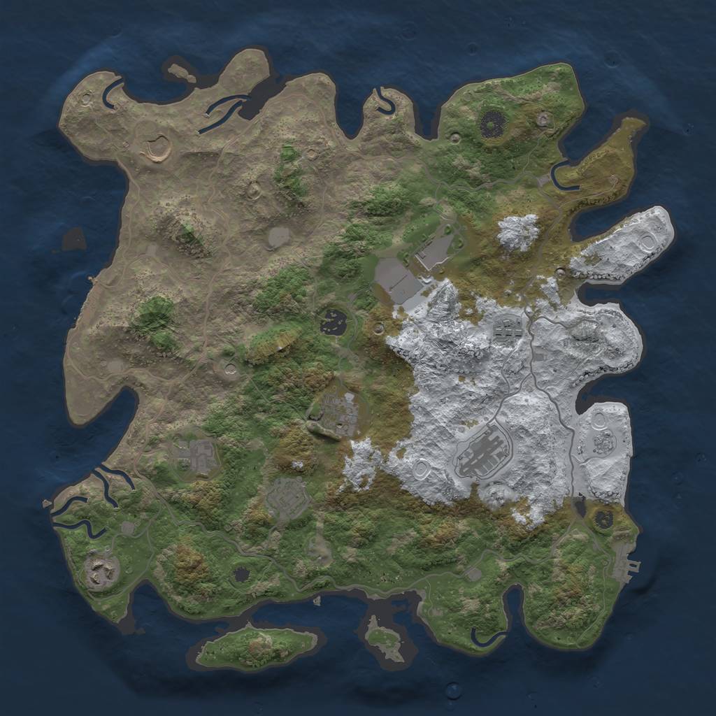 Rust Map: Procedural Map, Size: 4000, Seed: 1961094021, 18 Monuments