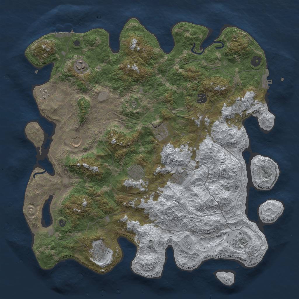 Rust Map: Procedural Map, Size: 4250, Seed: 7620808, 18 Monuments