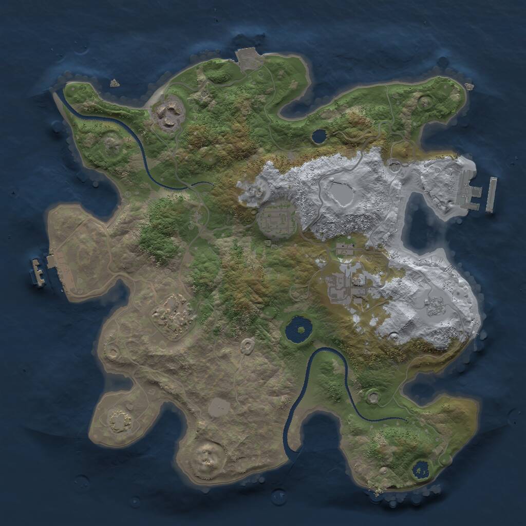 Rust Map: Procedural Map, Size: 3000, Seed: 90500927, 10 Monuments