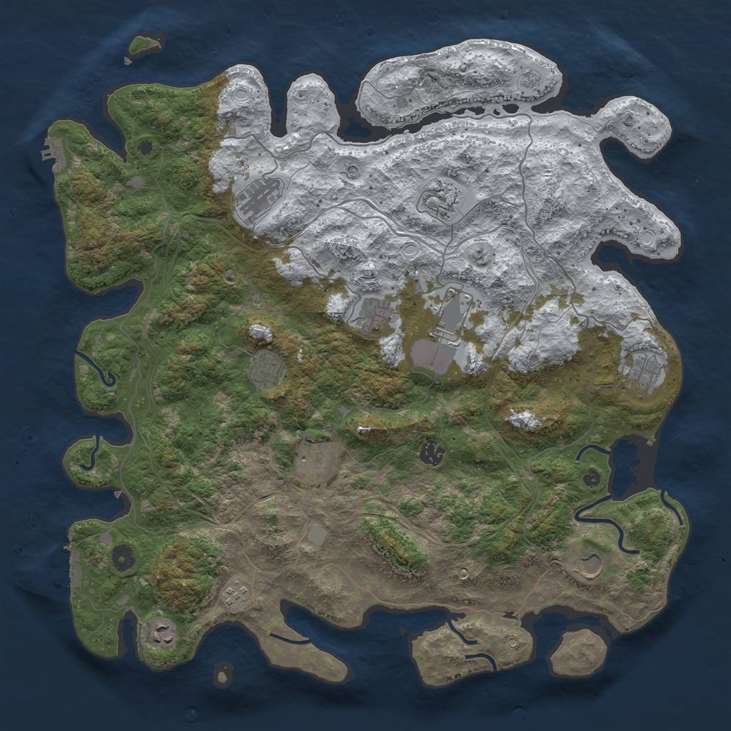 Rust Map: Procedural Map, Size: 4500, Seed: 63956883, 20 Monuments