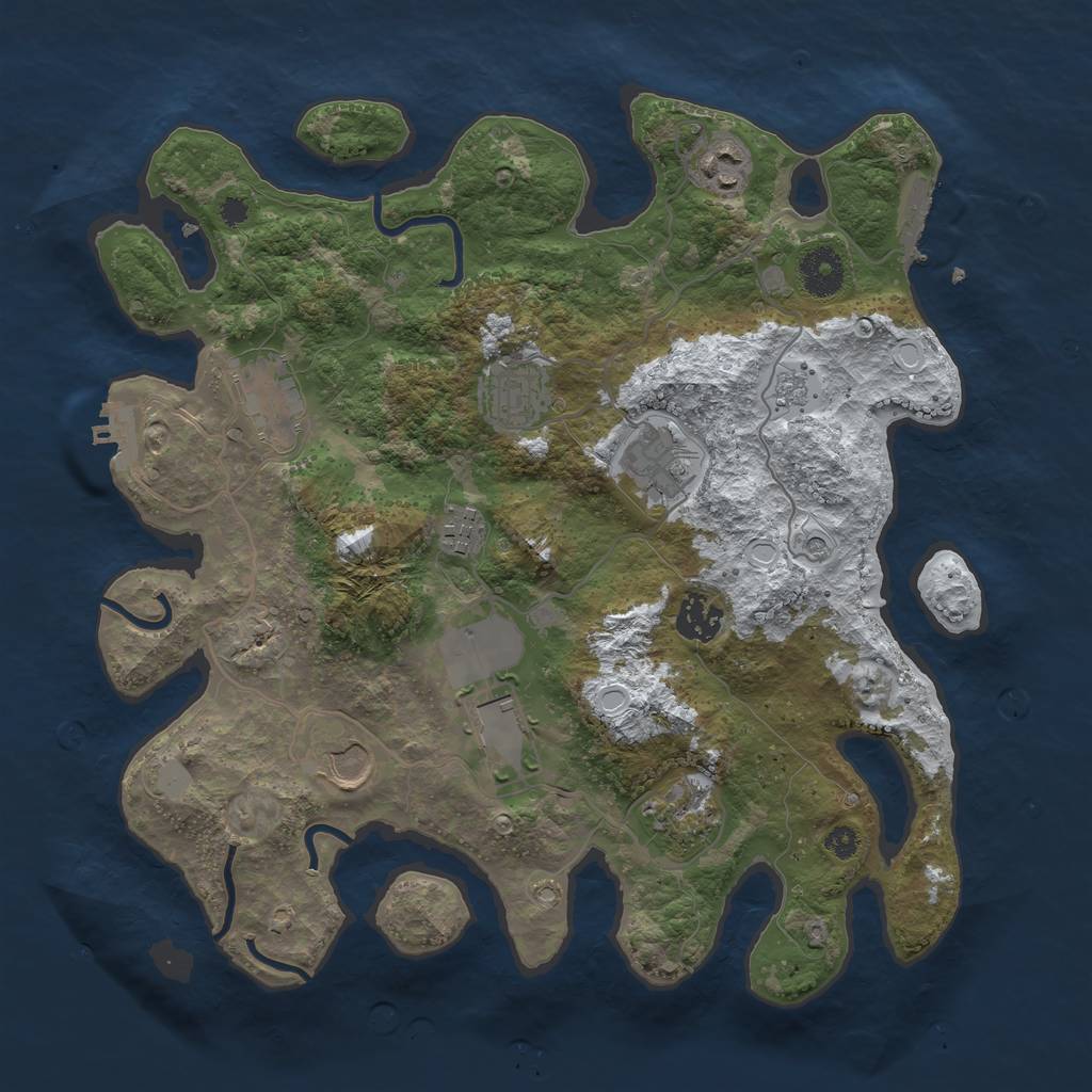 Rust Map: Procedural Map, Size: 3500, Seed: 716832224, 18 Monuments