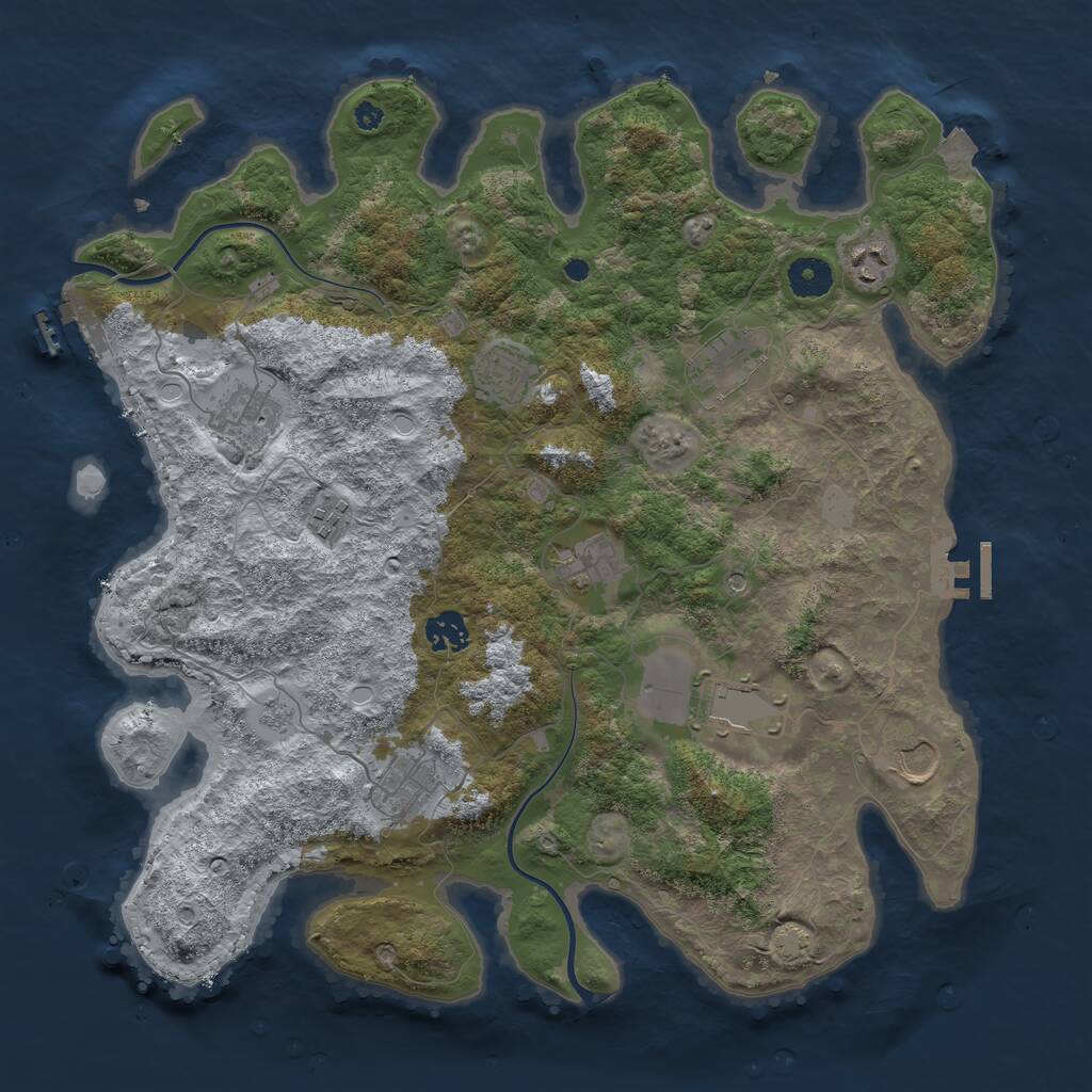 Rust Map: Procedural Map, Size: 3850, Seed: 528002843, 16 Monuments