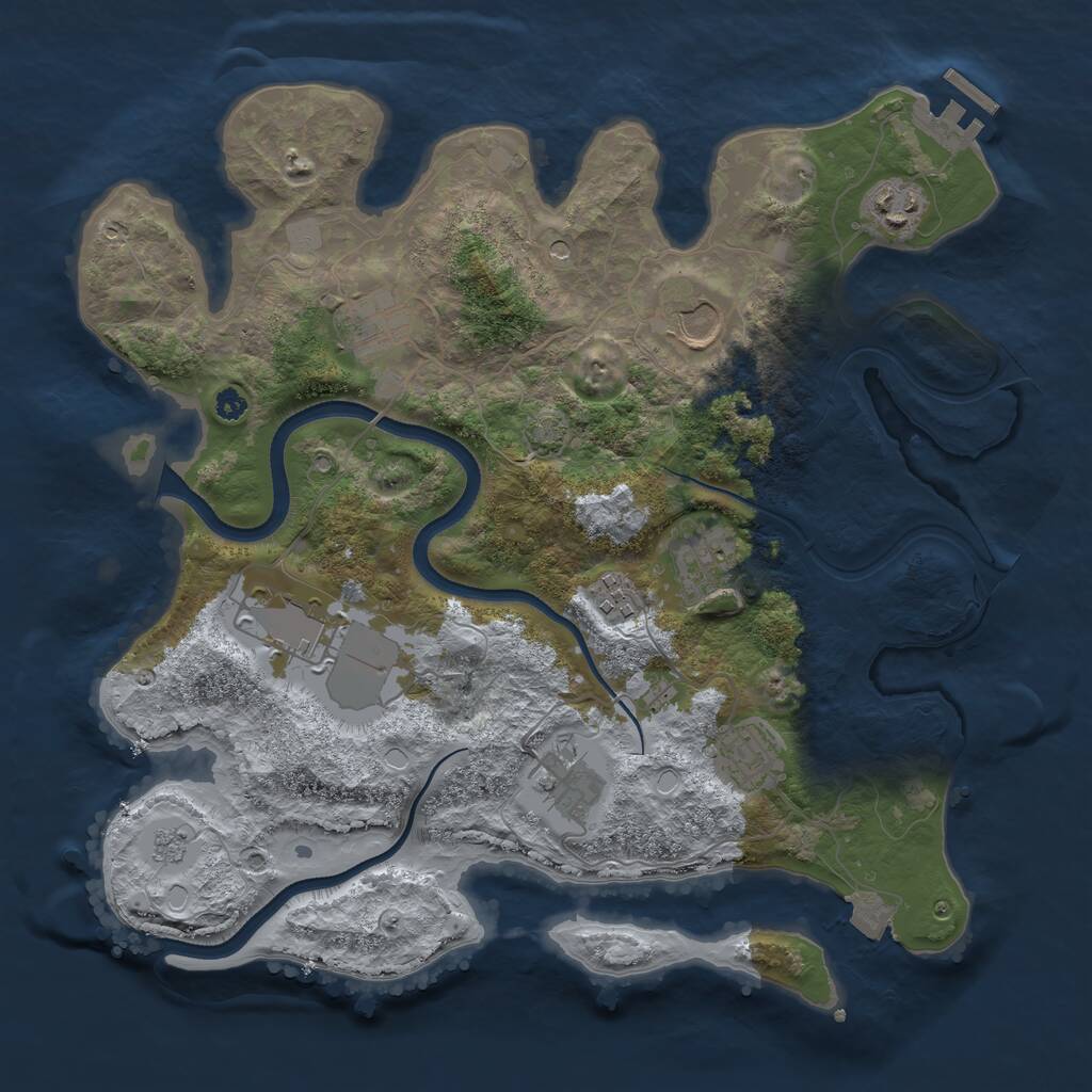 Rust Map: Procedural Map, Size: 3500, Seed: 1806407268, 13 Monuments